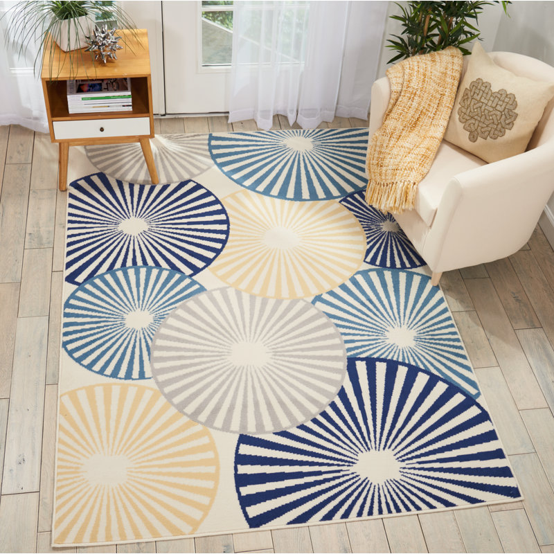 Harriet Bee Carshalt Geometric Gray/Blue/Yellow Area Rug & Reviews Wayfair